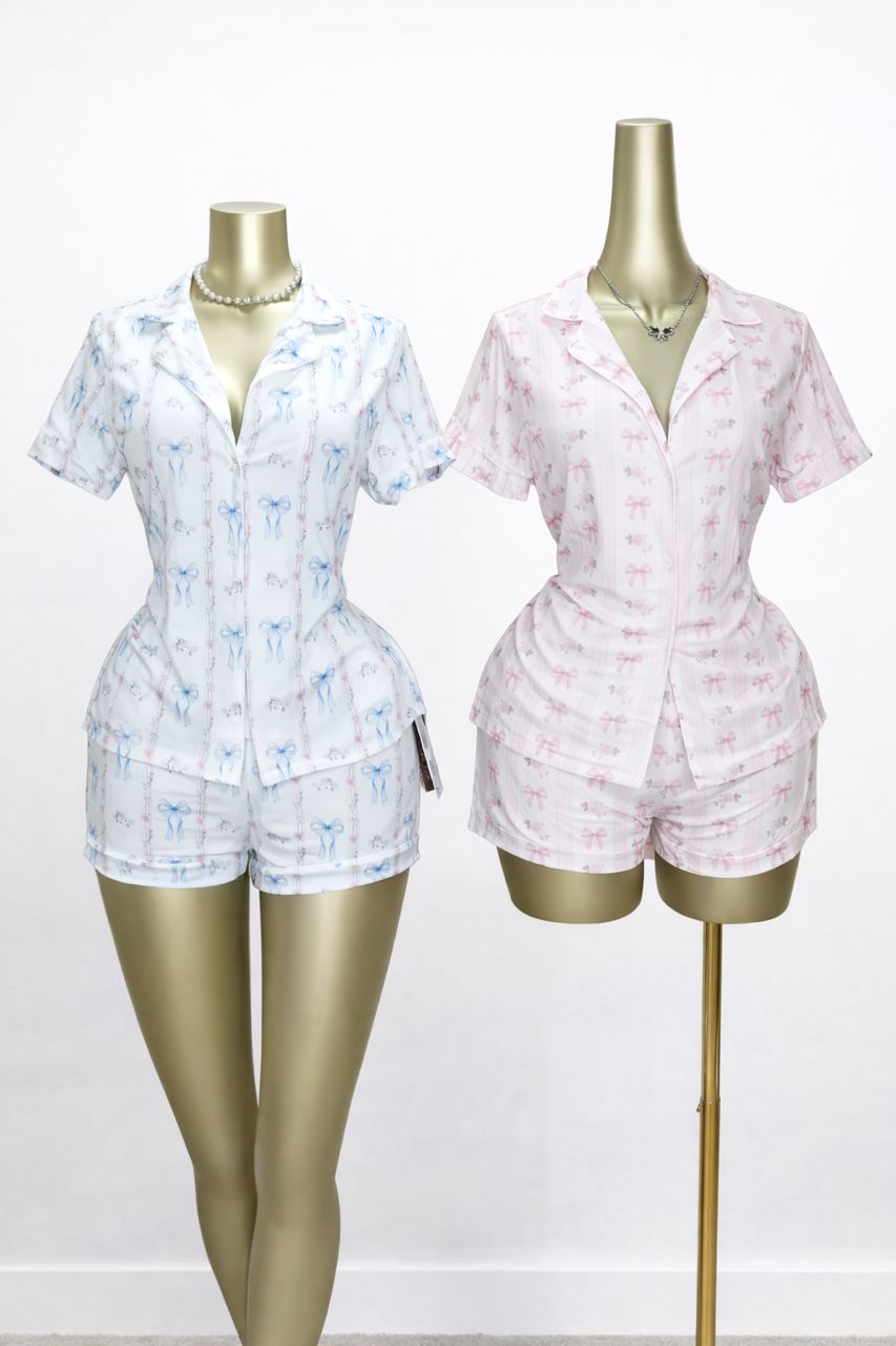 Printed Short Sleeve Lounge Set (2 Colors)
